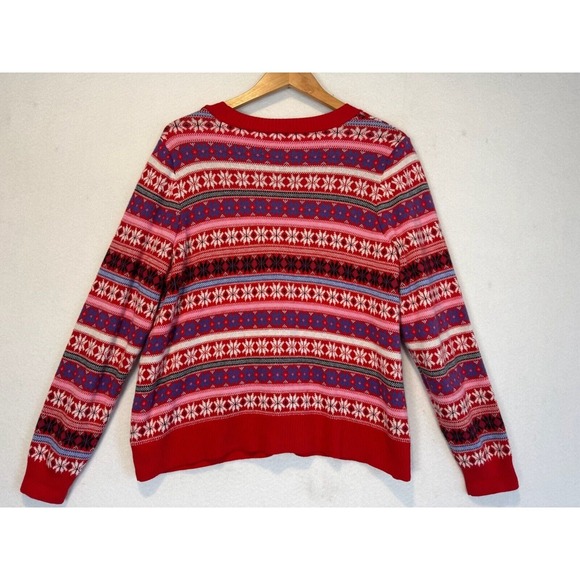 Lane Bryant Fair Isle Cardigan Sweater Women's 14/16 Red Cotton Lane Bryant - Picture 10 of 10